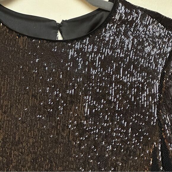 Galvan London Black Sequin Long Sleeve Top Size 8 - Picture 2 of 9